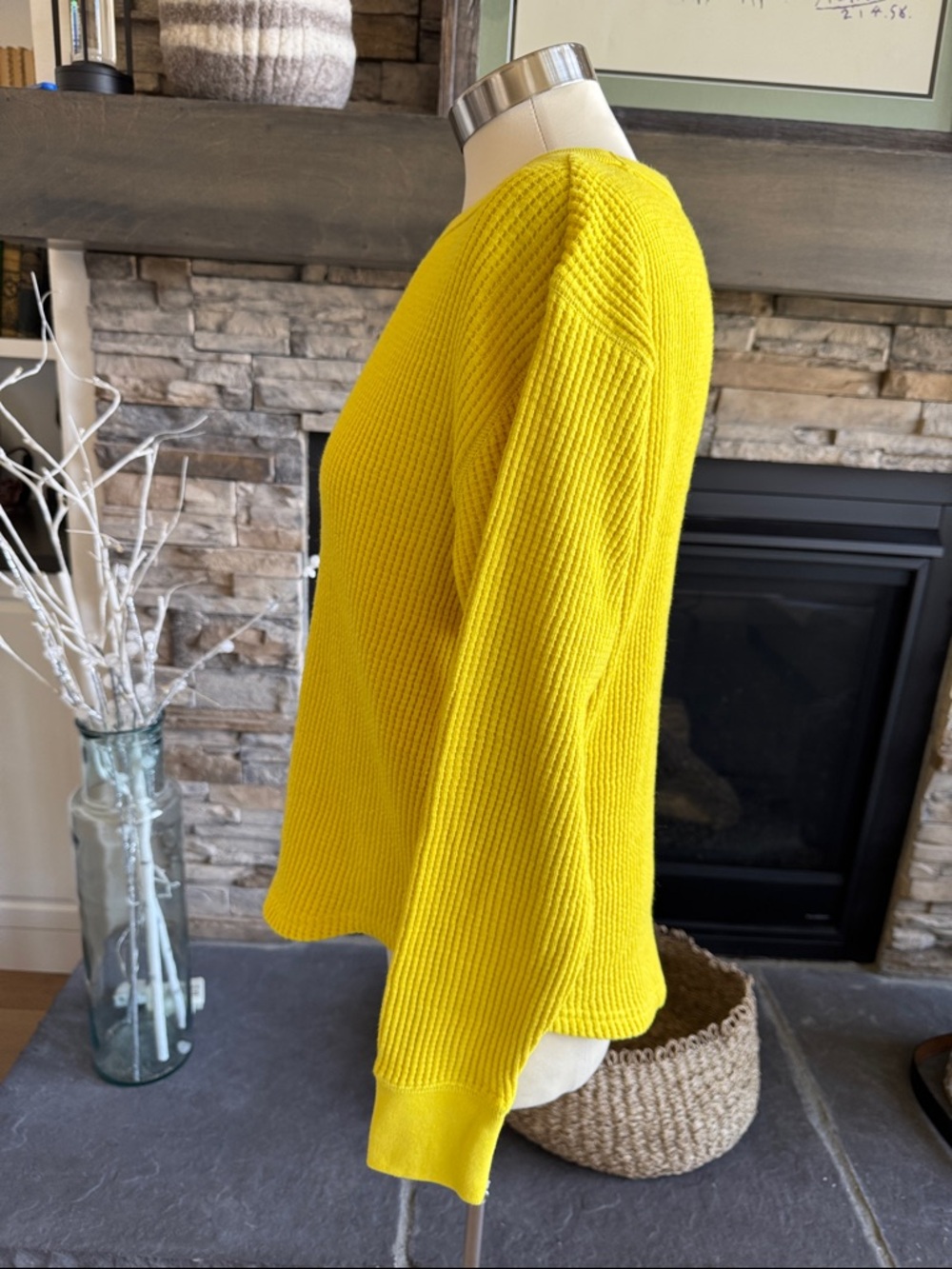 GAP Yellow Ribbed Long Sleeve Crew Thermal Top - Picture 6 of 13